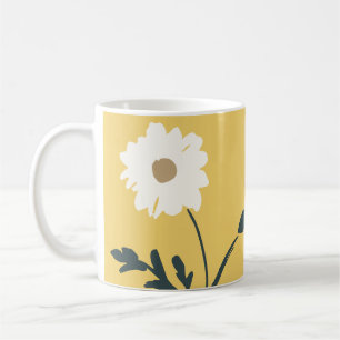 Gelb-weiße Margerite & Benutzerdefinierter Text Mo Kaffeetasse