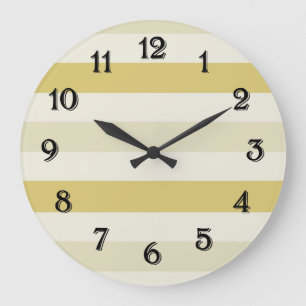 Gelb-weiße Ombre-Streifen Große Wanduhr