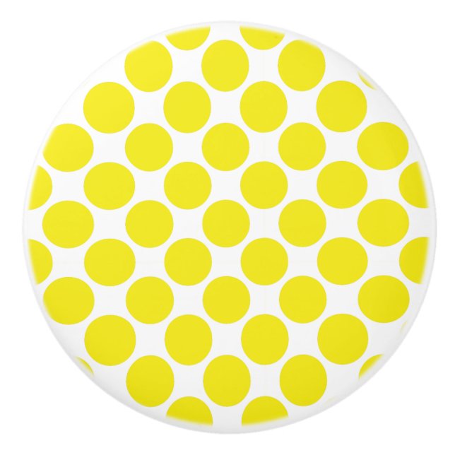 Gelb-weiße Polka-Punkt-Keramik Keramikknauf (Vorderseite)