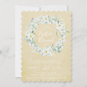 Gelb + Weißes Blumenkraut Osterbrunch Einladung