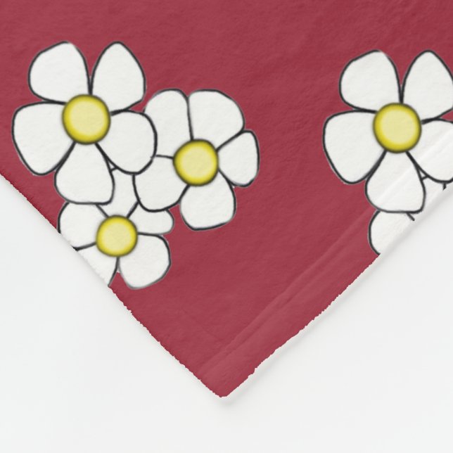 Gelb zentriert Daisy Fleece Blanket (Ecke)