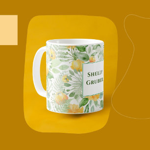 Gelb Zitronen-Rosen-Wallpaper-Druck Kaffeetasse