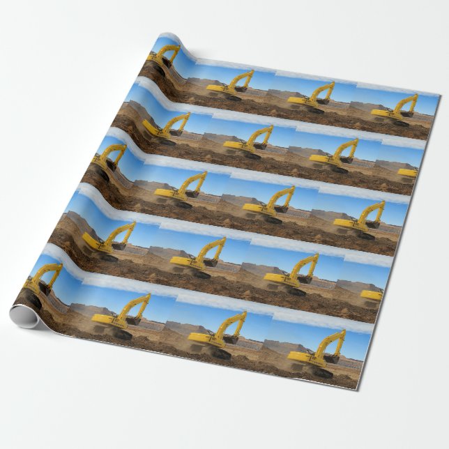 Gelbbaubagger Geschenkpapier (Ungerollt)
