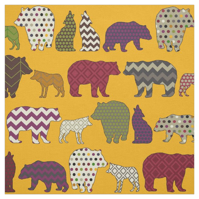 Gelbbbärenwolf-Geo-Party Stoff (Muster)