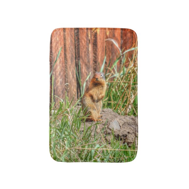 Gelbbblasser Marmot von einem Barn Wildlife Foto Badematte (Vorderseite Vertikal)