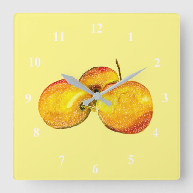 Gelbbirnfrüchte Quadratische Wanduhr (Vorderseite)