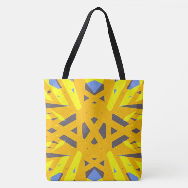 Gelbblau, grau, lebhaft Abstrakter geometrischer D Tasche (Vorderseite)