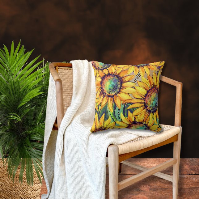 Gelbblau Kissen (Sunflower Yellow Blue Throw Pillow)