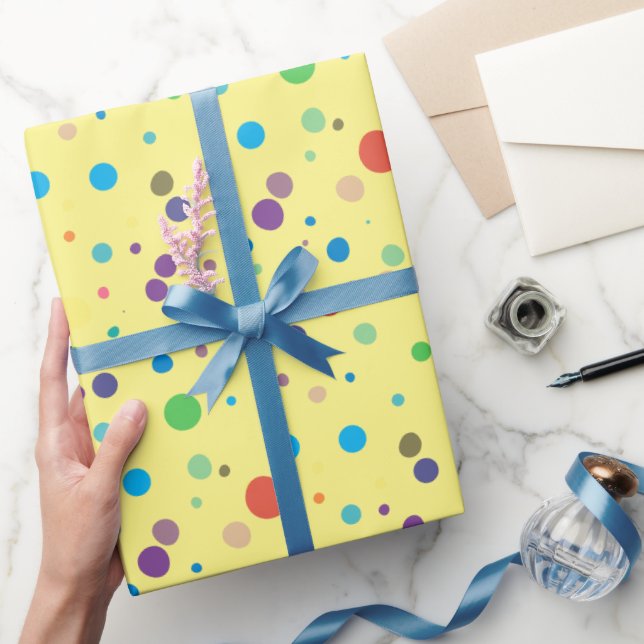 Gelbblau Lila Farbpunkte Abstrakt Geschenkpapier (Schenken)