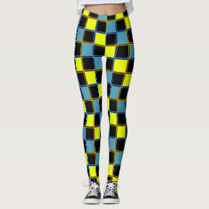 Gelbblau-Schachbrettmuster Leggings