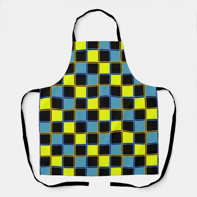 Gelbblau-Schachbrettmuster Schürze (Vorderseite)