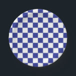 Gelbblau und weiß pappteller<br><div class="desc">Abstrakte digitale Kunst von blauen und weißen Quadraten in einer karierten Bildung.</div>