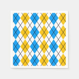 Gelbblau-weiße Raute Diamant-Design Serviette