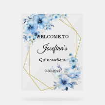 Gelbblaue florale Quinceanera-Willkommensgruß