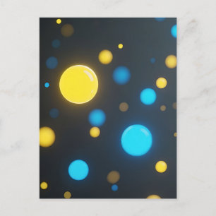 Gelbblaue leuchtende Kugeln Postkarte