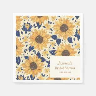 Gelbblauer Brautparty Individuelle Name Serviette
