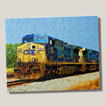 Gelbblauer Diesel-Lokomotivbahn CSX<br><div class="desc">CSX Loco Puzzle - sehen Sie in meinem Laden nach mehr großartigen Geschenken für den Zug</div>