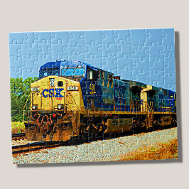 Gelbblauer Diesel-Lokomotivbahn CSX