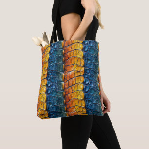 Gelbblauer Reptilienleder Tasche