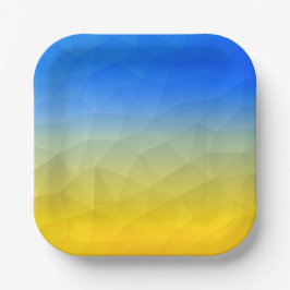 Gelbblaues geometrisches Muster Pappteller