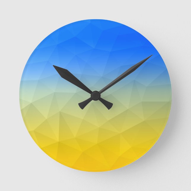 Gelbblaues geometrisches Muster Runde Wanduhr (Vorderseite)