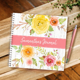 Gelbblütenfarbenes rustikales Holz mit eigenem Qua Notizbuch