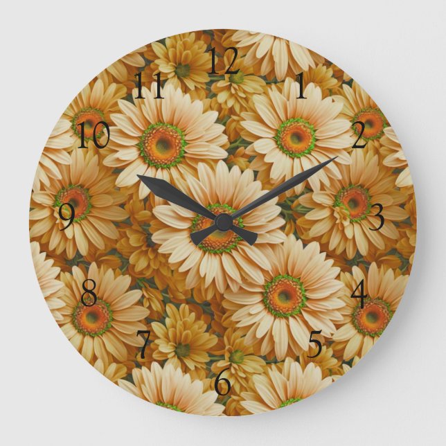 Gelbblütengelbe Gelbblütenblume Große Wanduhr (Vorderseite)