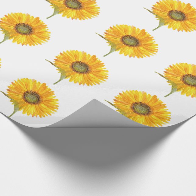 Gelbblütengelbe Wasserfarbe Sommer Rustikal Geschenkpapier (Ecke)