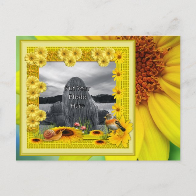 Gelbblütenrahmen für das Foto Postkarte (Vorderseite)