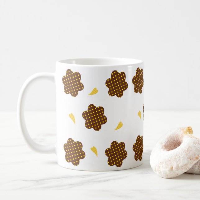 Gelbbraun-Polka-Punkt-Tasse Kaffeetasse (Mit Donut)