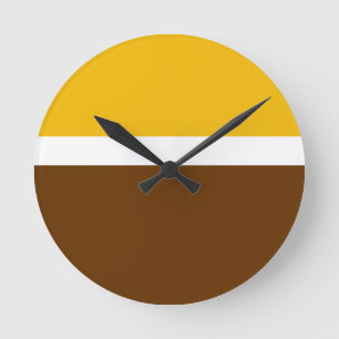 Gelbbraun-Schlichte Farbblockgestaltung Runde Wanduhr
