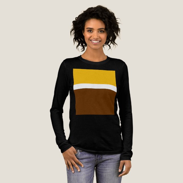 Gelbbraun-Schlichte Farbblockgestaltung Tri-Blend Shirt (Volle Vorderseite)