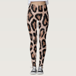 Gelbbraun, schwarzer Leopard Leggings