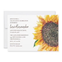 Gelbbraune Aquarell-Sonnenblumen-Abschlussfeier