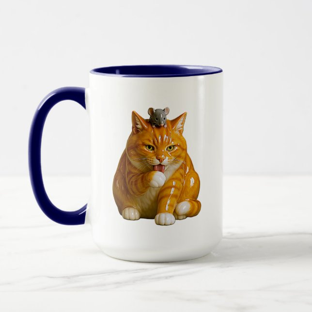Gelbbraune getigerte Katze Tasse (Links)