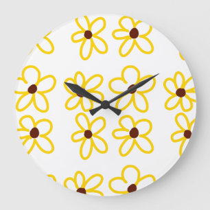 Gelbbraune Sonnenblumenmuster Blumenmuster Große Wanduhr