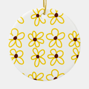 Gelbbraune Sonnenblumenmuster Blumenmuster Keramik Ornament
