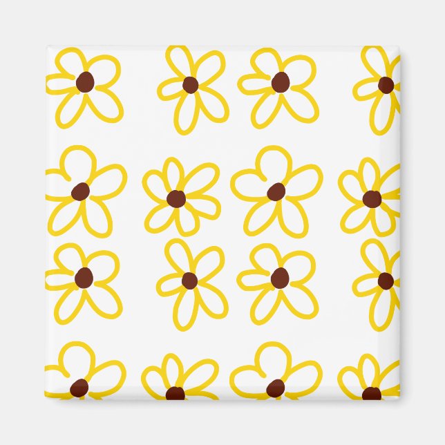 Gelbbraune Sonnenblumenmuster Blumenmuster Magnet (Vorne)