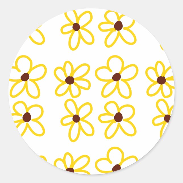 Gelbbraune Sonnenblumenmuster Blumenmuster Runder Aufkleber (Vorderseite)