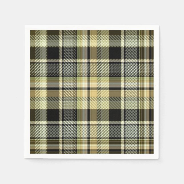 Gelbbrauner Tartan kariert. Serviette (Vorderseite)