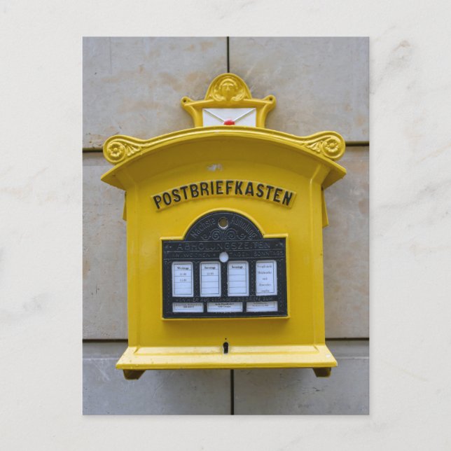 Gelbbriefkasten im Vintage-Stil, Dresden, Deutschl Postkarte (Vorderseite)
