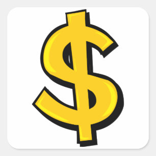 GelbDollar-Symbol Quadratischer Aufkleber