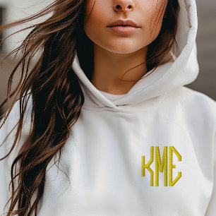 Gelbe 3-Buchstaben-Monogramm-Design Bestickter Hoodie