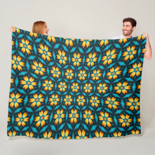 Gelbe Abstrakte Blume Fleecedecke