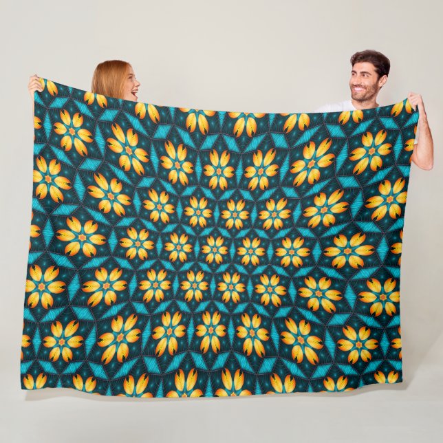 Gelbe Abstrakte Blume Fleecedecke (Beispiel)