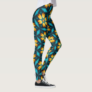 Gelbe Abstrakte Blume Leggings