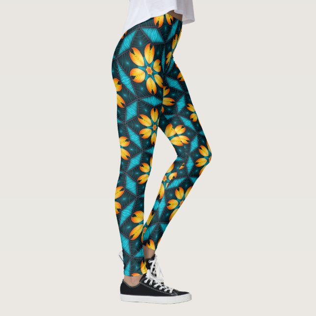 Gelbe Abstrakte Blume Leggings (Rechts)