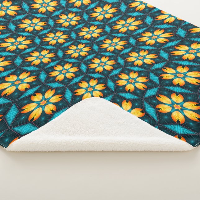 Gelbe Abstrakte Blume Sherpadecke (3/4)