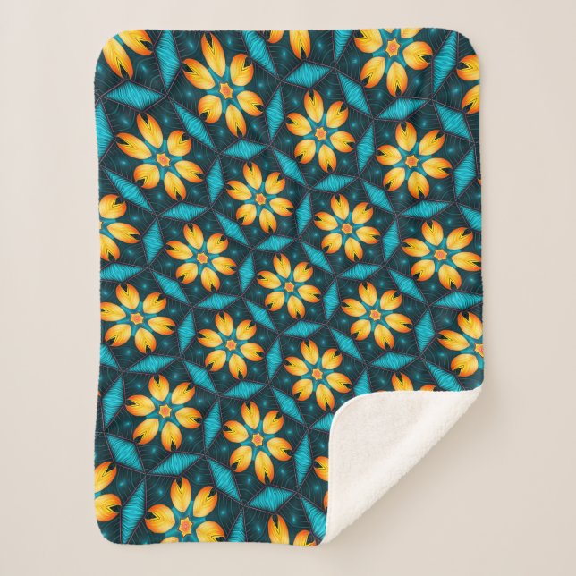 Gelbe Abstrakte Blume Sherpadecke (Vorderseite)
