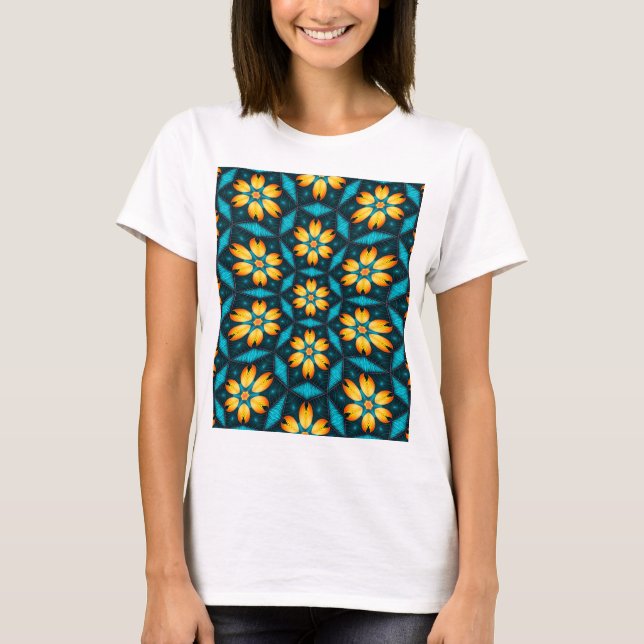 Gelbe Abstrakte Blume T-Shirt (Vorderseite)